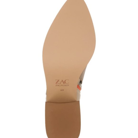 NIB! ZAC POSEN Oatmeal and Tan Leather Block Heel Ankle Boot Sz 9M - Picture 5 of 5